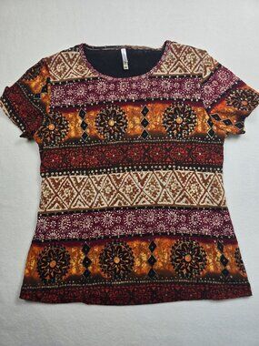 White Stag Womens M Short Sleeve Geometric Boho Top